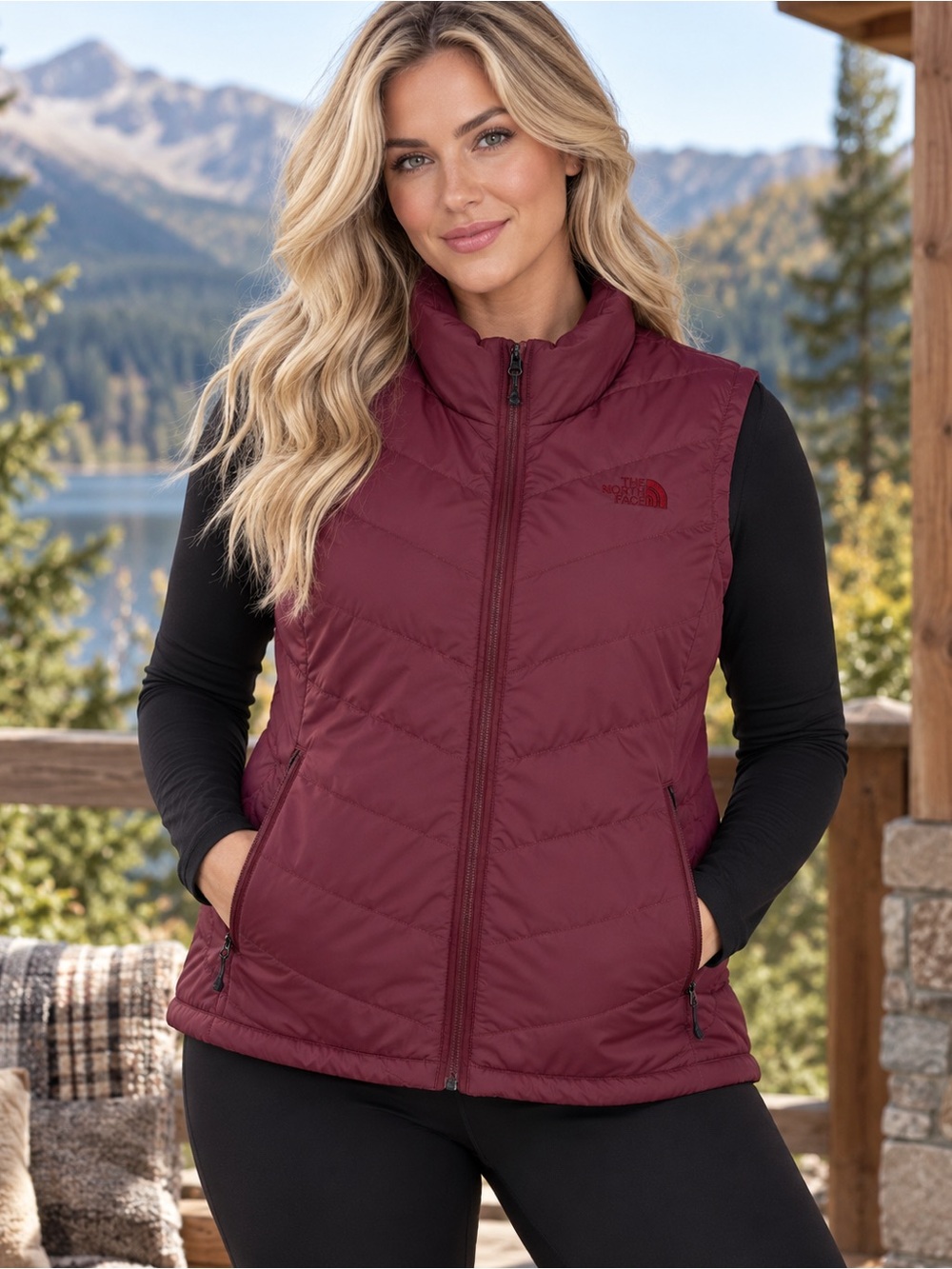 The North Face Women's XL Burgundy Packable Puffer Vest new with tags